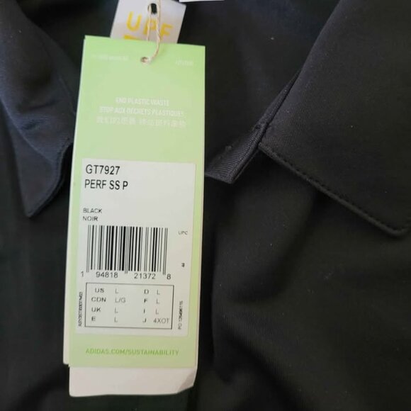 ADIDAS GOLF PERFORMANCE PRIMEGREEN BLACK POLO SHIRT - Picture 3 of 4